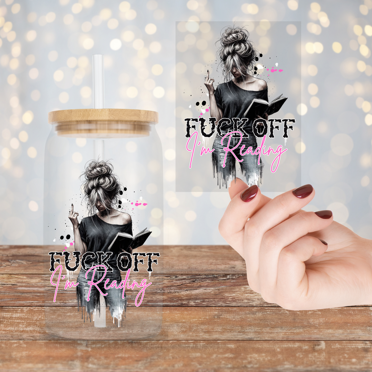 F@CK OFF I"M READING (Pink) - UV DTF Decal