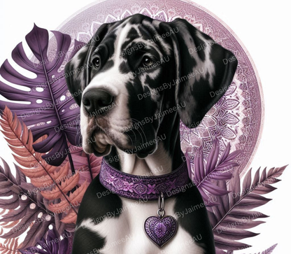 Purple tropical, Black and White Great Dane Digital 20oz Sublimation Tumbler Wrap