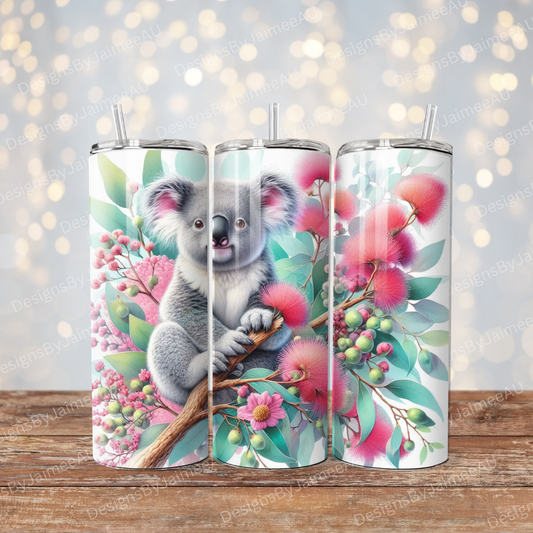 Pink/Aqua Koala Digital 20oz Sublimation Tumbler Wrap