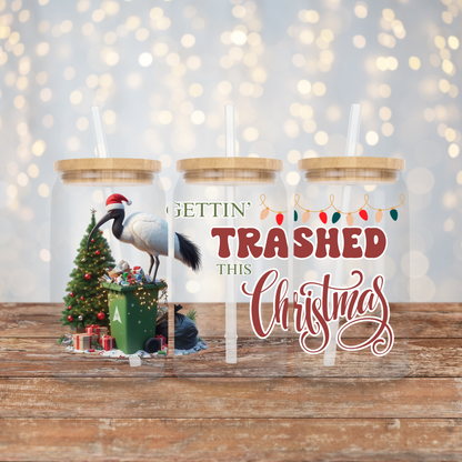 Christmas Bin Chicken - Ibis - "Getting Trashed This Christmas" Digital Download 16oz UV DTF Transfer Wrap PNG Image