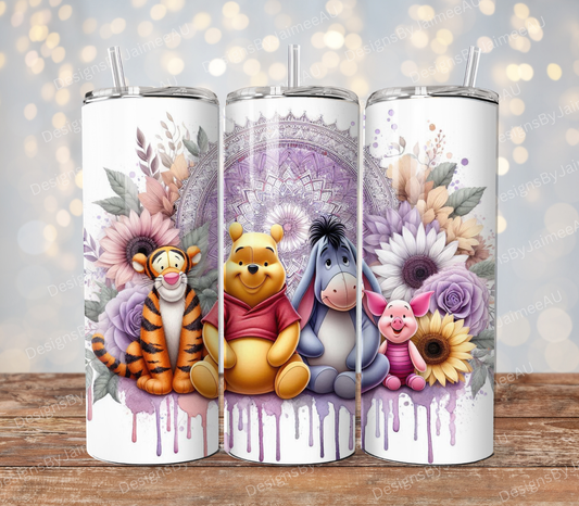 Purple Watercolour - Winnie the Pooh and Friends Digital 20oz Sublimation Tumbler Wrap