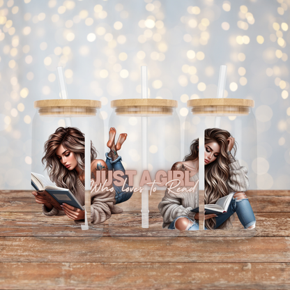 "Just a Girl Who loves to Read" Book Girlies Digital Download 16oz UV DTF Transfer Wrap PNG Image