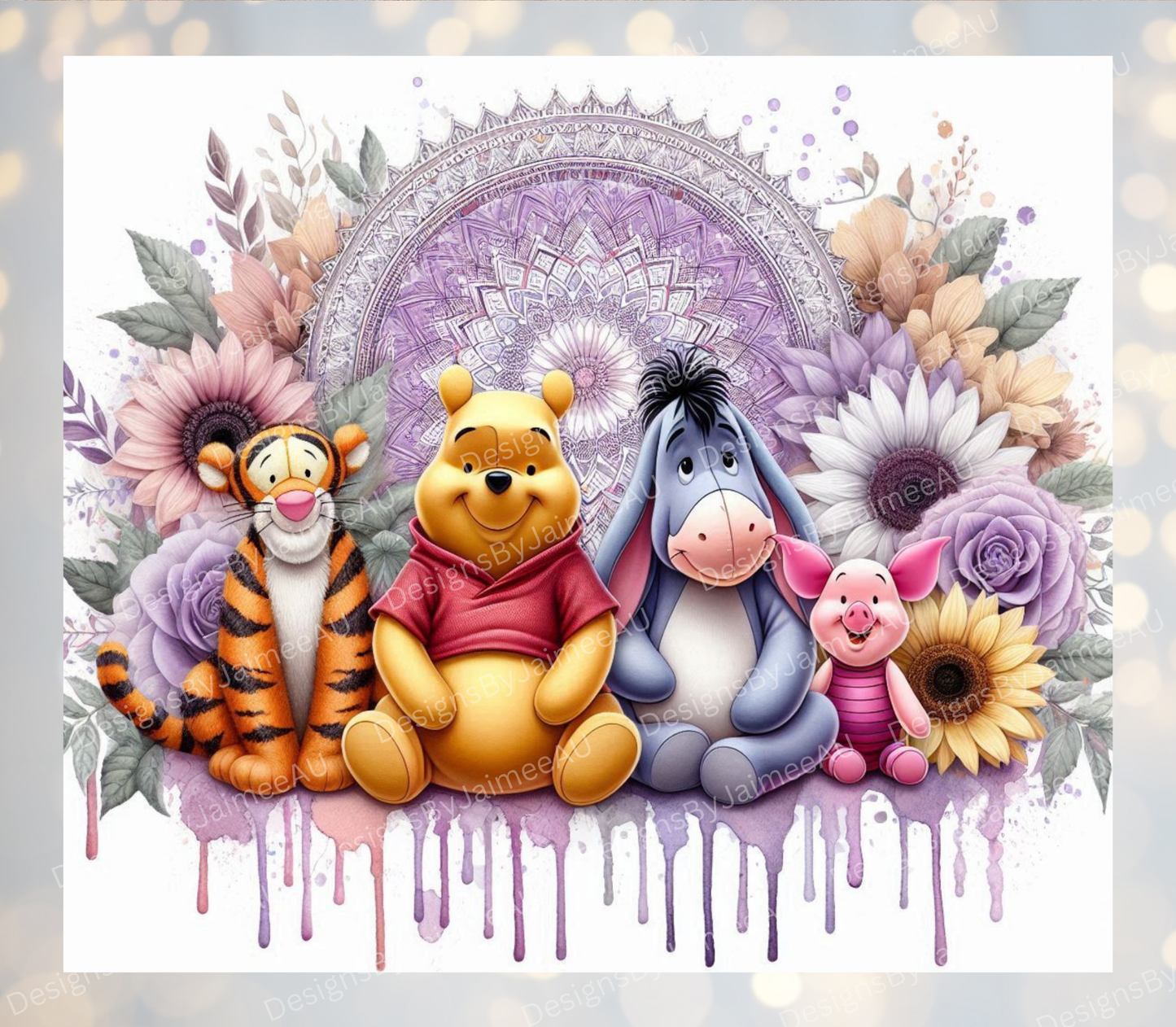 Purple Watercolour - Winnie the Pooh and Friends Digital 20oz Sublimation Tumbler Wrap