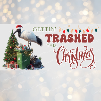 Christmas Bin Chicken - Ibis - "Getting Trashed This Christmas" Digital Download 16oz UV DTF Transfer Wrap PNG Image