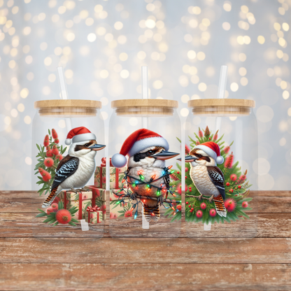 Red and Green Christmas Kookaburras Digital Download 16oz UV DTF Transfer Wrap PNG Image