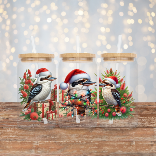 Red and Green Christmas Kookaburras Digital Download 16oz UV DTF Transfer Wrap PNG Image
