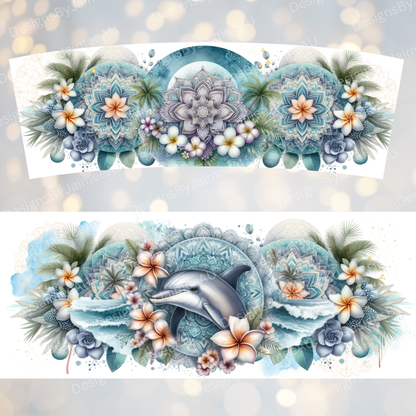 Pastel Watercolour Tropical Dolphin #3 - Digital 30oz Sublimation Tumbler Wrap