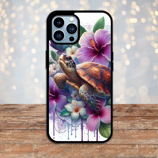 Purple Tropical Turtle #2 Digital Phone Case Design