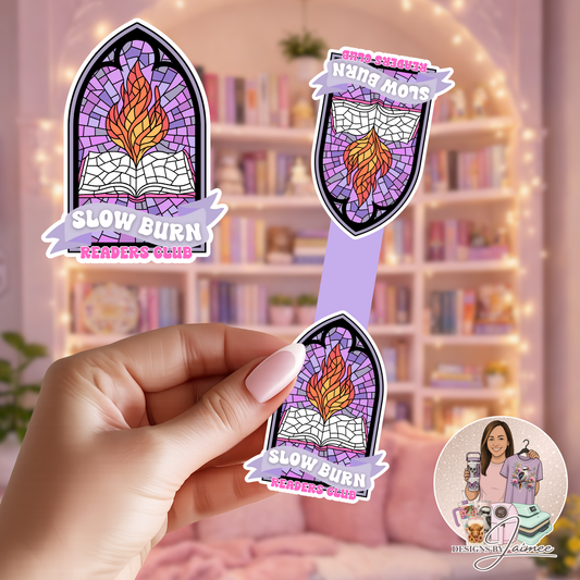 Slow Burn Readers Club - Stained Glass Window | Magnetic Bookmark | Handmade Bookish Accessory