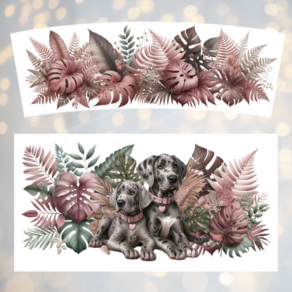 Earthy Pinks and Browns Great Dane Puppies, Tropical 40oz Digital Sublimation Tumbler Wrap