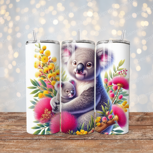Vibrant Mum and Baby Koala Digital 20oz Sublimation Tumbler Wrap
