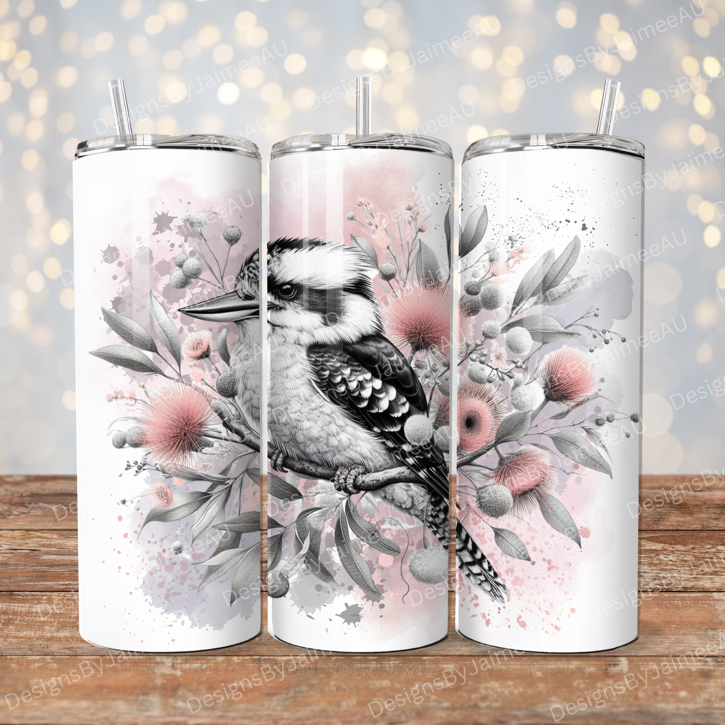 Black and White Kookaburra - 20oz Stainless Steel Tumbler