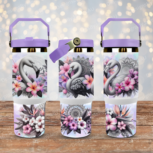 Black and White Flamingos with Pops of Pastels- Digital 30oz Sublimation Tumbler Wrap