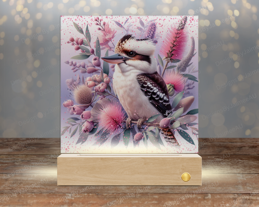 Glittery Kookaburra- Pinks and Purple - Digital Sublimation Led Light Design