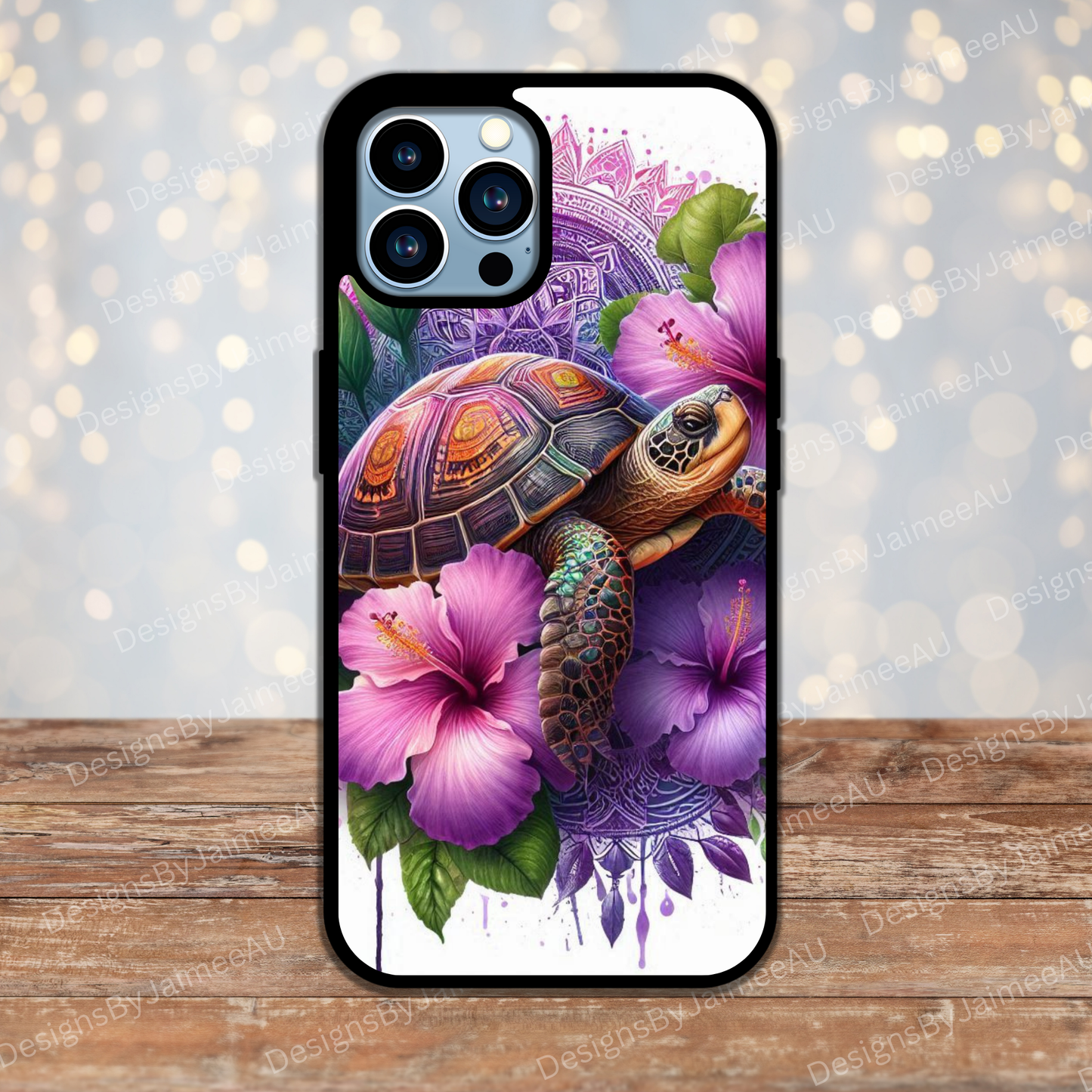 Purple Tropical Turtle #1 Digital Phone Case Design