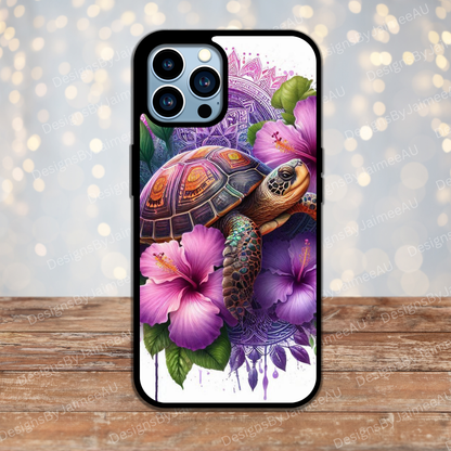 Purple Tropical Turtle #1 Digital Phone Case Design