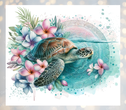 Aqua Watercolour Turtle Digital 20oz Sublimation Tumbler Wrap