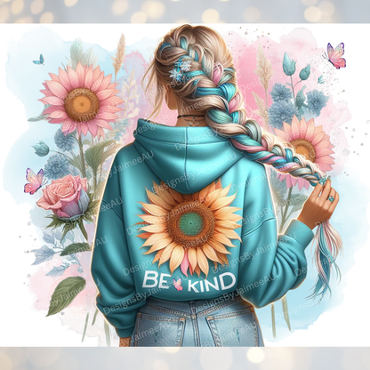 Daily Affirmations, Be Kind, Pastel Sunflowers Digital 20oz Sublimation Tumbler Wrap