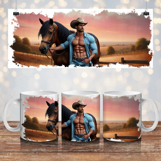 Rustic Cowboy 1 - Digital 11oz Sublimation Coffee Mug Design