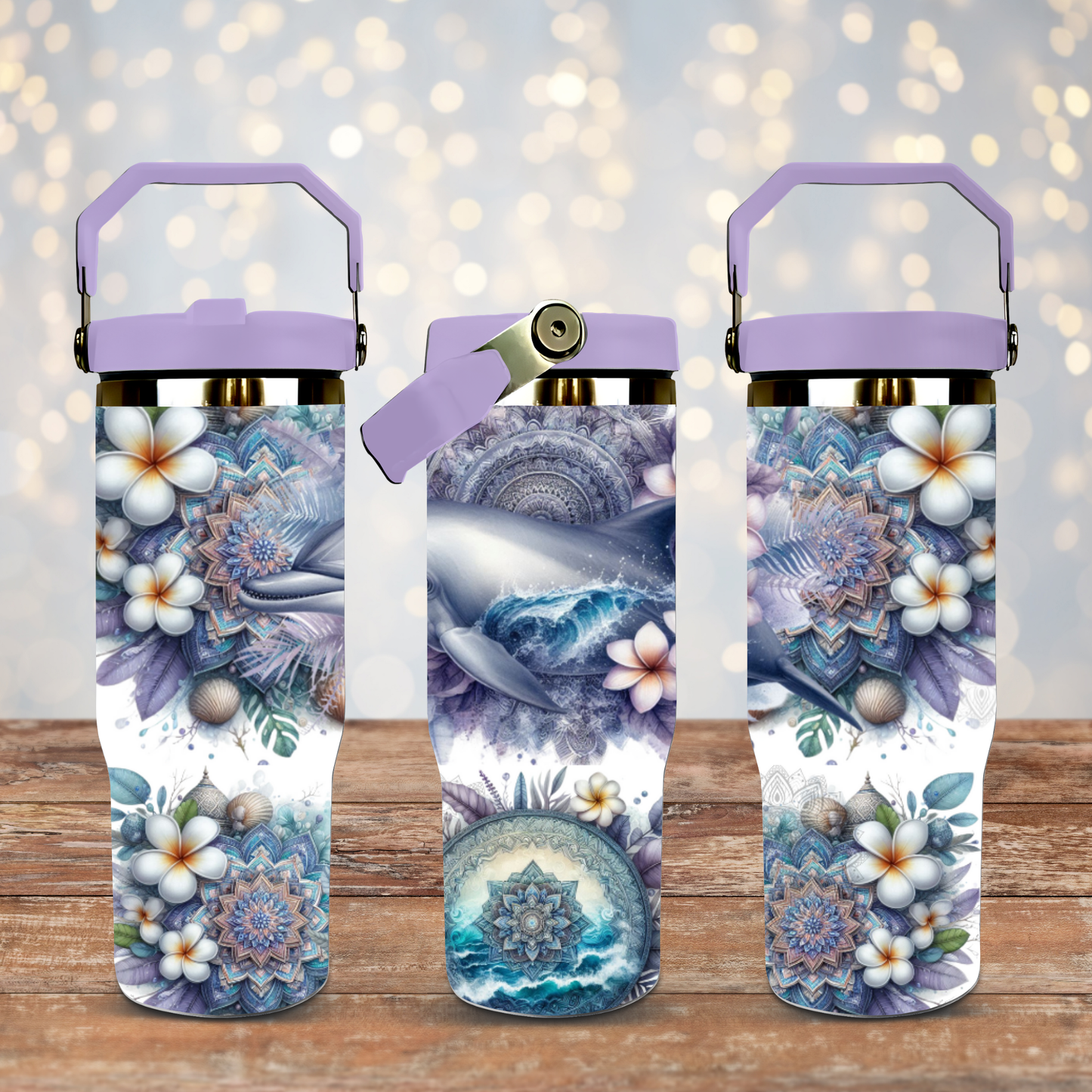 Pastel Watercolour Tropical Dolphin #2 - Digital 30oz Sublimation Tumbler Wrap