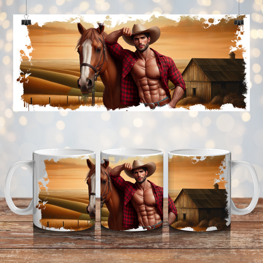 Rustic Cowboy 2 - Digital 11oz Sublimation Coffee Mug Design
