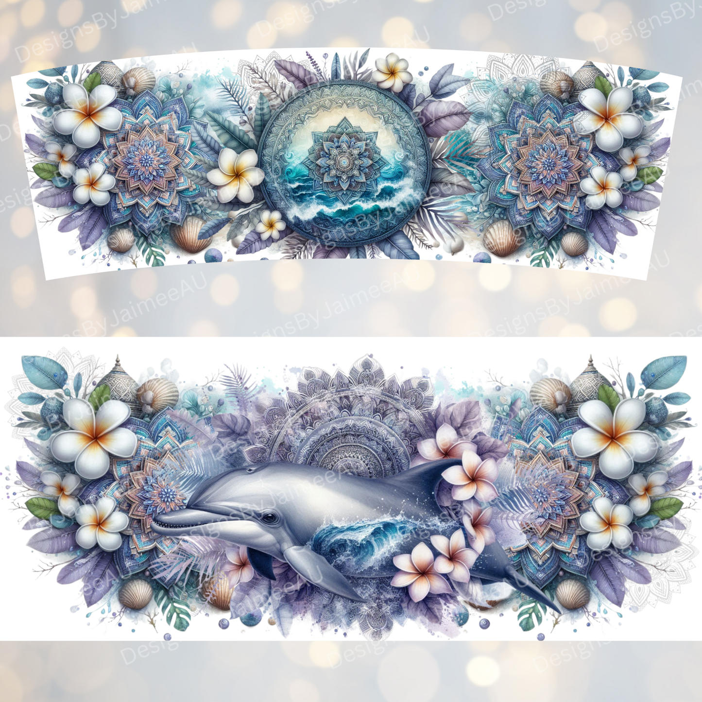 Pastel Watercolour Tropical Dolphin #2 - Digital 30oz Sublimation Tumbler Wrap