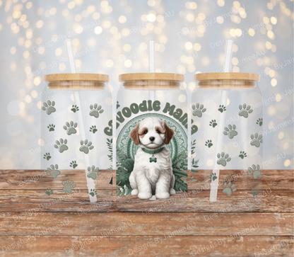 Sage Green/Tropical "Cavoodle Mama"  Digital Download 16oz UV DTF Transfer Wrap PNG Image