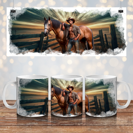 Rustic Cowboy 3 - Digital 11oz Sublimation Coffee Mug Design