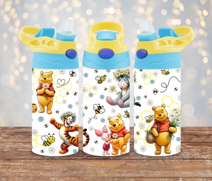 Springtime Winnie The Pooh and Friends 12oz (350ml) Kids Flip Lid Drink Bottle