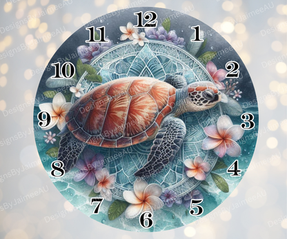 Navy and Purple Sunset Turtle #3 Digital Sublimation Clock Design