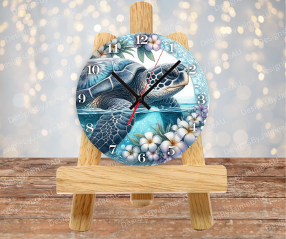 Navy and Purple Sunset Turtle #1 Digital Sublimation Clock Design