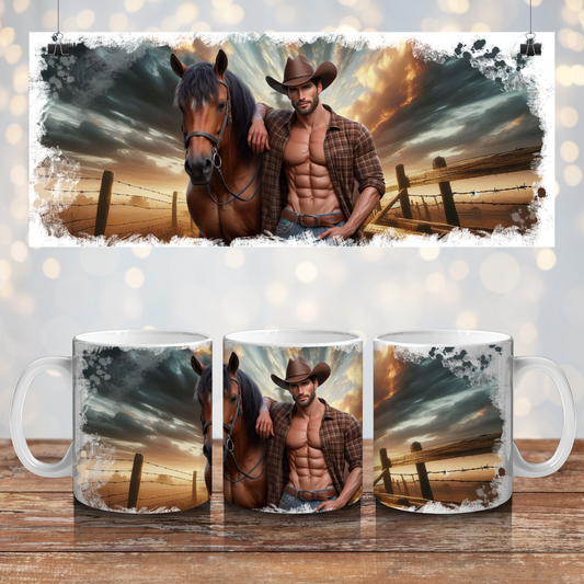 Rustic Cowboy 4 - Digital 11oz Sublimation Coffee Mug Design