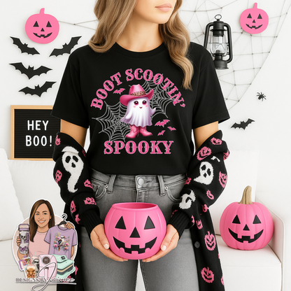 "Boot Scootin' Spooky" Cowgirl Sheet Ghost Digital DTF Transfer PNG Image
