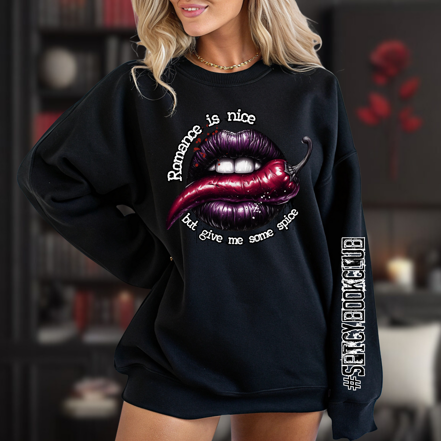 #SpicyBookClub Crewneck – "Romance is nice, but give me some spice" Dark Romance Edition