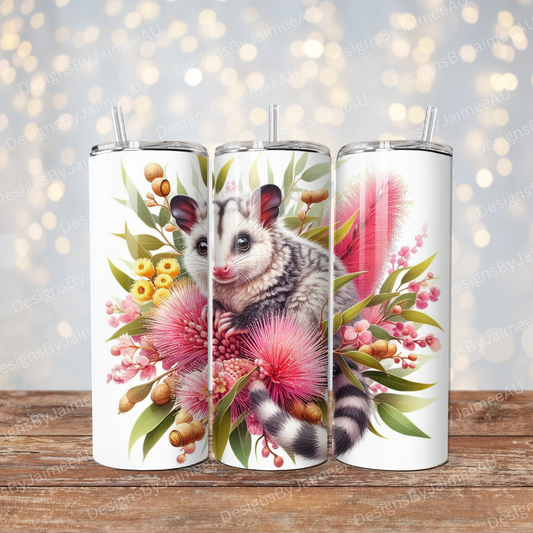 Watercolour Possum Digital 20oz Sublimation Tumbler Wrap