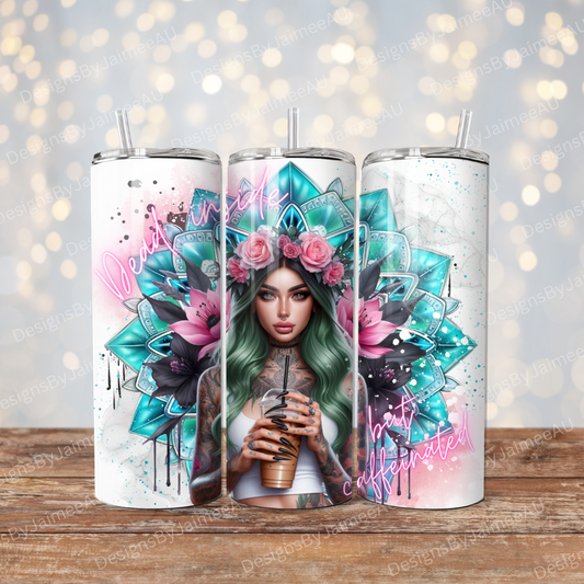 Dead Inside But Caffeinated Digital 20oz Sublimation Tumbler Wrap