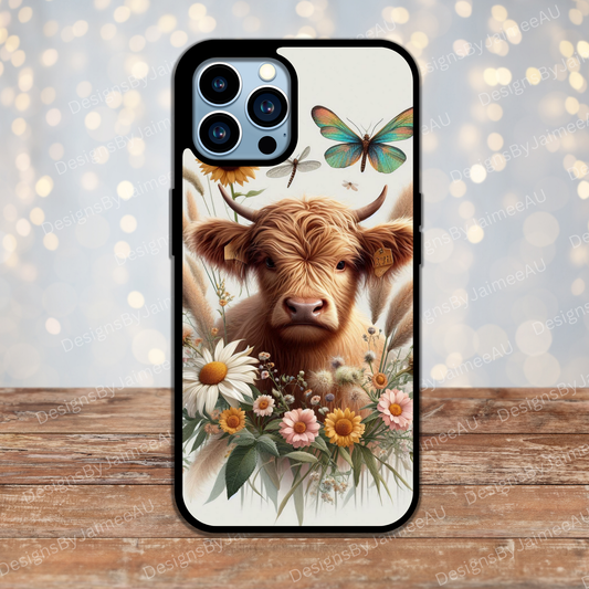 Earthy Highland Cow #2 Digital Phone Case Design