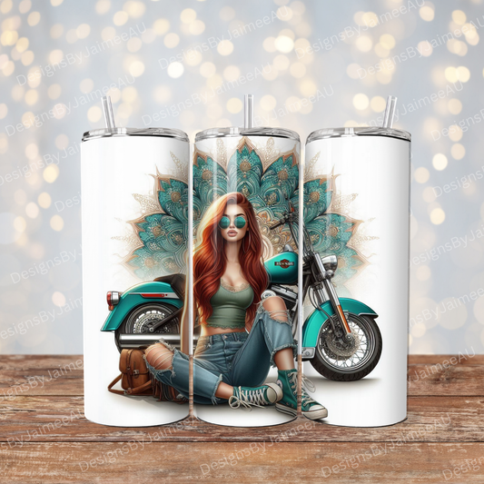 Mandala Aqua Harley Davidson Digital 20oz Sublimation Tumbler Wrap
