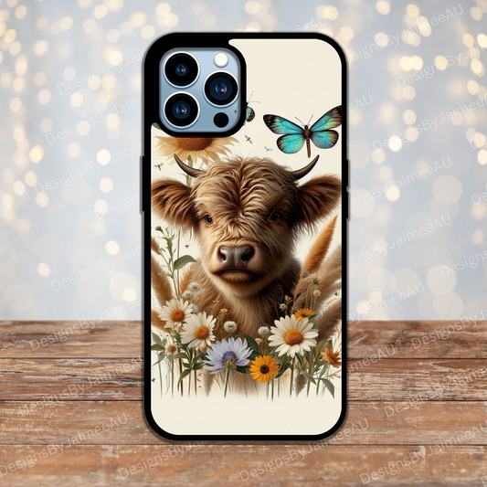 Earthy Highland Cow #1 Digital Phone Case Design