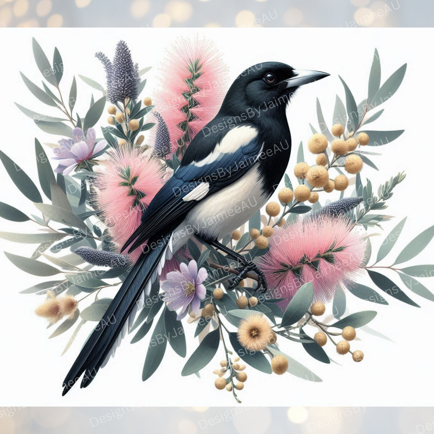 Pastel Magpie #1 Digital 20oz Sublimation Tumbler Wrap