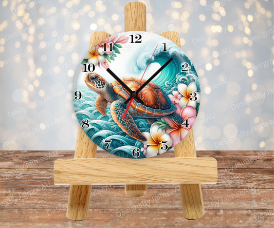 Navy and Purple Sunset Turtle #5 Digital Sublimation Clock Design