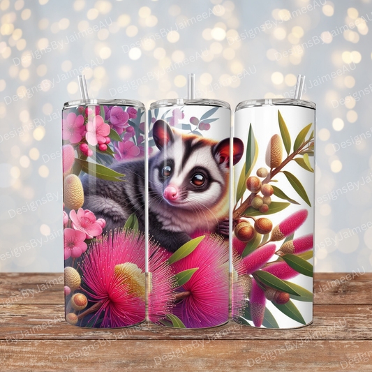 Vibrant Pinks Possum Digital 20oz Sublimation Tumbler Wrap