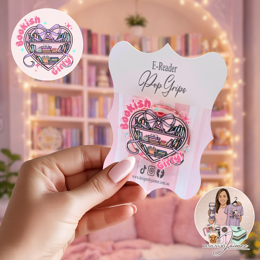 Bookish Girly - Heart Shaped Bookshelf | E-Reader Magnetic Grip | Interchangeable Bookish Accessory