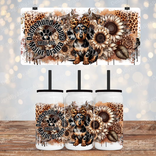 Leopard Print Dachshund - Digital 16oz Sublimation Design
