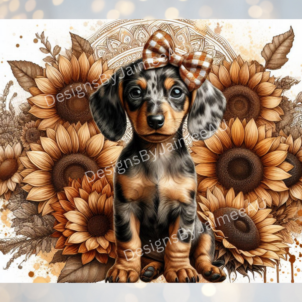 Autumn Dachshund Digital 20oz Sublimation Tumbler Wrap