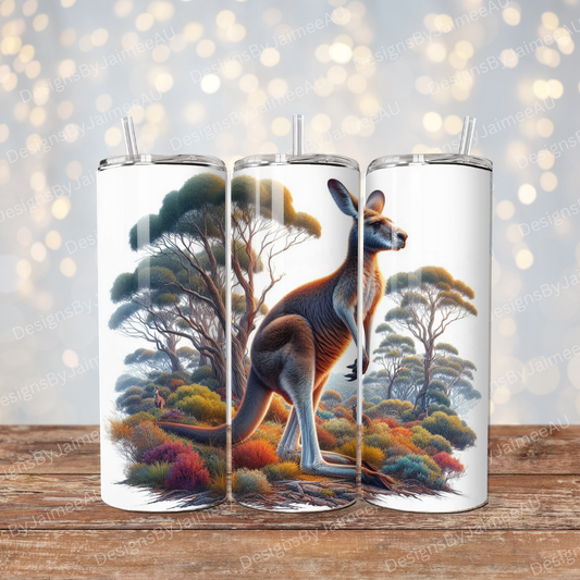 Earthy Kangaroo Digital 20oz Sublimation Tumbler Wrap