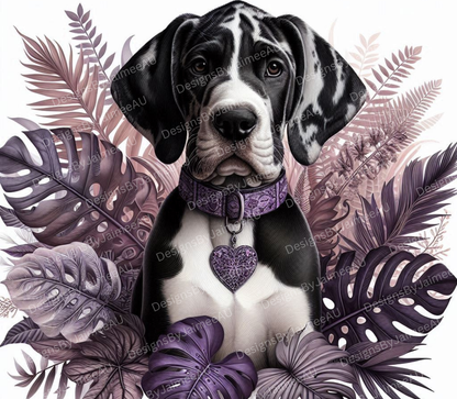 Great Dane, Purple Tropical Vibes Digital 20oz Sublimation Tumbler Wrap
