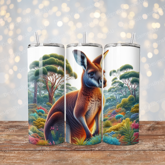 Watercolour Kangaroo Digital 20oz Sublimation Tumbler Wrap