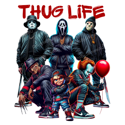 "Thug Life" Hip Hop - Horror Movie Characters Digital DTF Transfer PNG Image