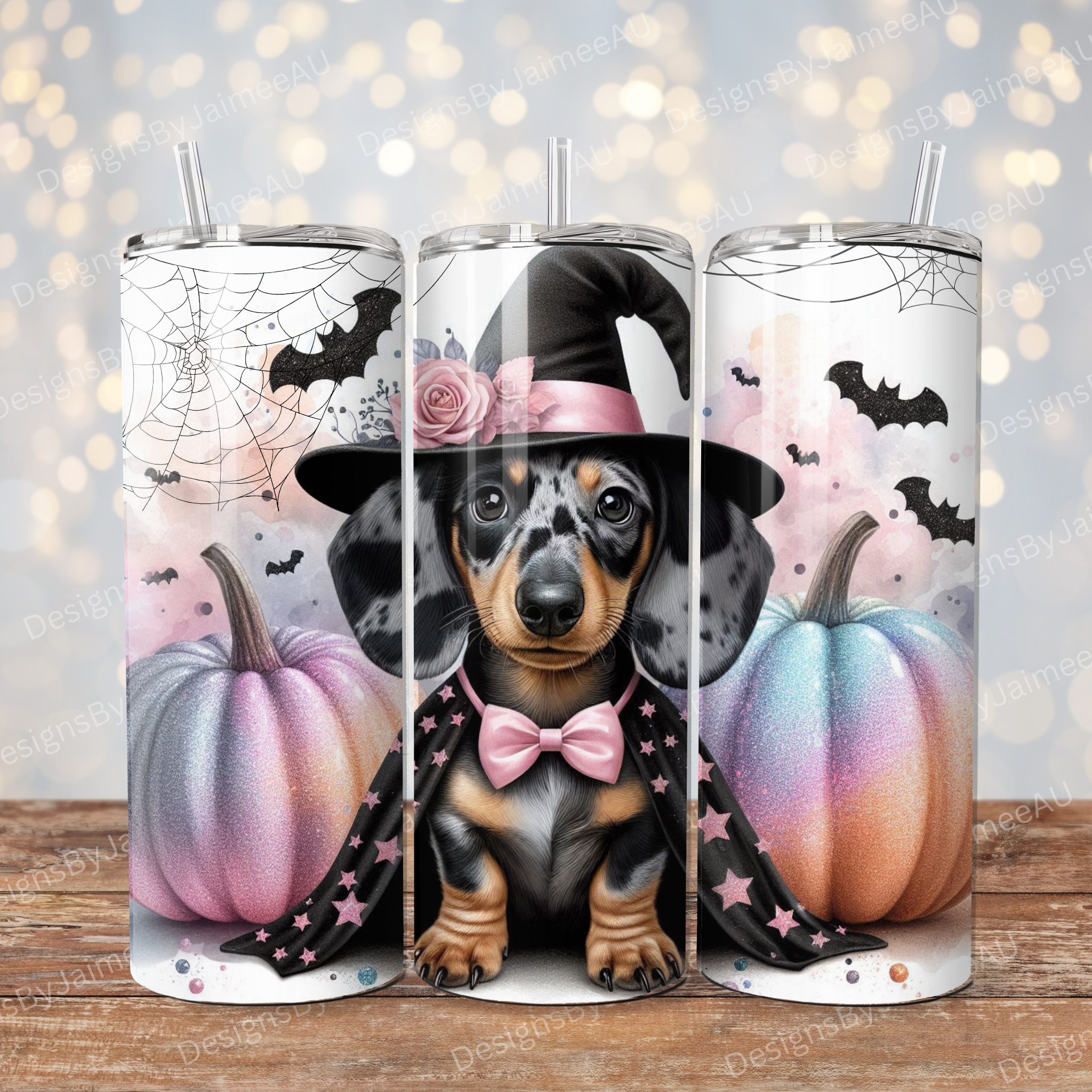 Pastel Halloween Dapple Dachshund Digital 20oz Sublimation Tumbler Wra ...